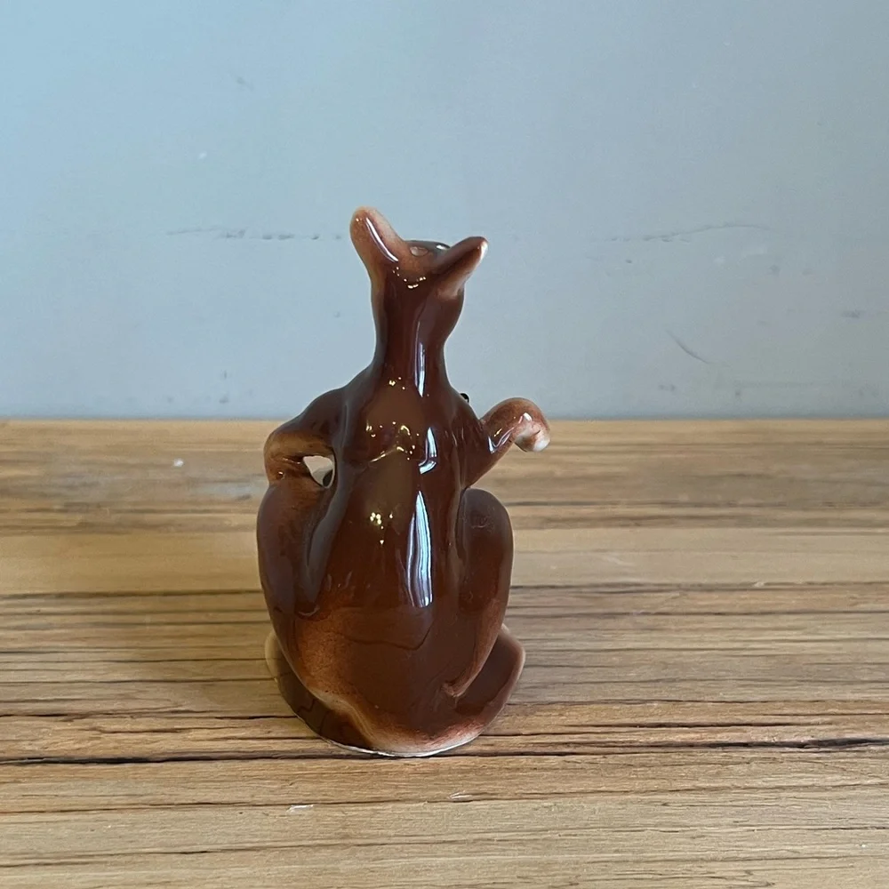Vintage ceramic kangaroo and joey salt and pepper shaker set